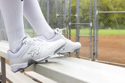 Vista 6 de Ringor Women's Flite Metal Spike Softball Cleats White & Silver