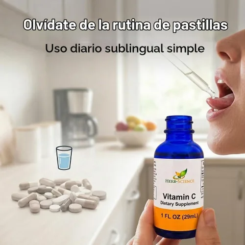 Vista 2 de Vitamina C líquida gotas 1 oz ácido ascórbico sin alcohol