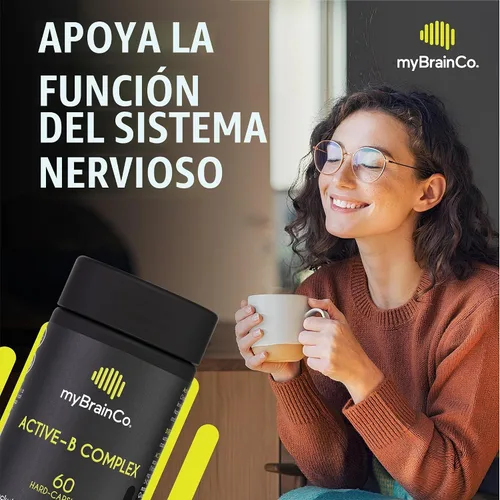 Vista 6 de myBrainCo. Complejo Active-B – Suplemento de vitamina B activada de alta resistencia con folato B2, B6, B12 y metilo – Apoya la energía, la función