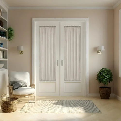 Vista 53 de Cortinas de cocina de lino semitransparente beige de 24 pulgadas de largo, 2 paneles Cream, Cafe Short Curtains, for Bathroom Small Windows, Light