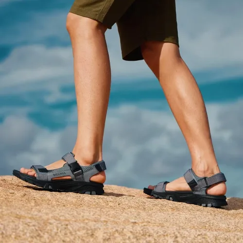 Vista 9 de MEGNYA Sandalias cómodas para caminar para hombre, sandalias deportivas suaves de senderismo con tres correas ajustables de velcro y velcro