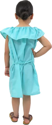 Vista 2 de Leos Imports Vestido tradicional mexicano Jocie bordado a mano, sin mangas, con volantes, vestido de fiesta para niñas, fabricado en México