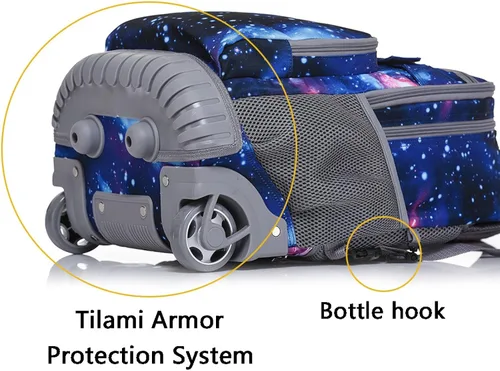Vista 6 de Tilami Mochila con ruedas para laptop de 18 pulgadas para niños y niñas