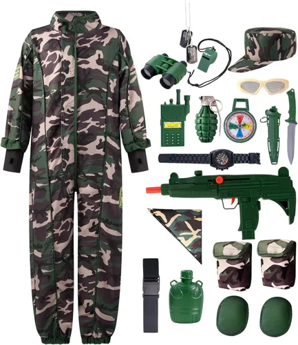 Vista 6 de Spooktacular Creations Disfraz del ejército para niños, disfraz militar para niños, disfraz de las fuerzas especiales de camuflaje para niños