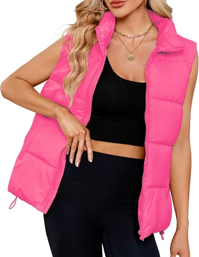 Vista 8 de Century Star Chaleco acolchado para mujer, ropa de abrigo, chaleco acolchado de gran tamaño 2024, chaquetas con bolsillos Negro