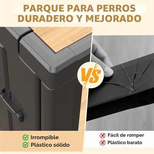 Vista 9 de Corralito para perros, corral transparente para perros, corral para perros en interiores, fácil de instalar y quitar, corralito para cachorros Negro