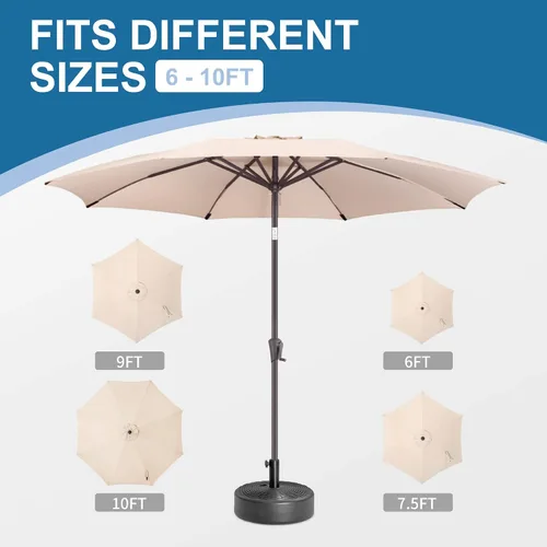 Vista 7 de FLAME&SHADE Base para sombrilla de patio, 60 libras, 17.7 pulgadas, base de sombrilla rellena de agua resistente para mesa de mercado, jardín