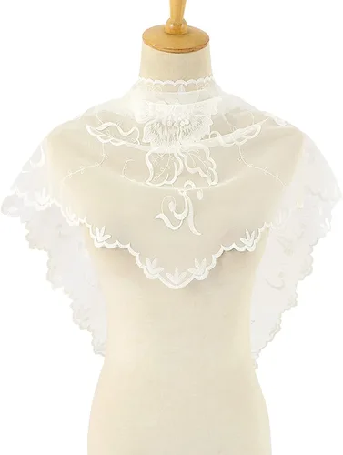 Vista 7 de LMVERNA Triángulo velo Mantilla cabeza cubierta bordado flor velos novia boda accesorio