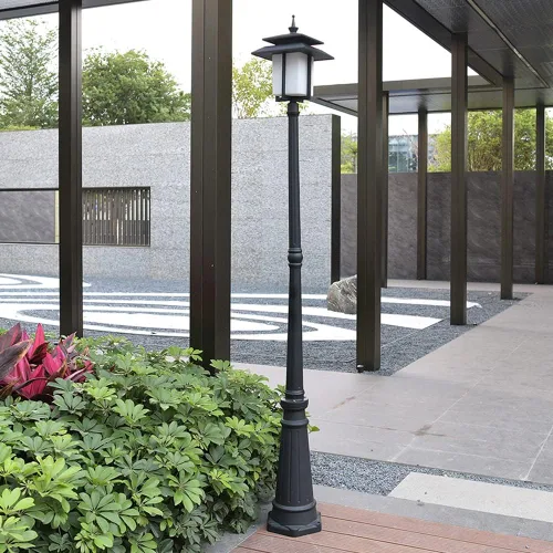 Vista 5 de Luces de poste al aire libre, lámpara de jardín impermeable de poste alto al aire libre, lámpara de jardín comunitario, lámpara de aluminio