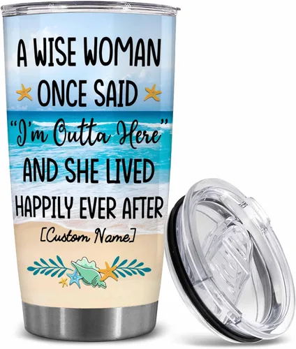 Vista 13 de WHIDOBE Regalos de jubilación personalizados para mujeres, vaso de 20 onzas con nombre personalizado, libre de jubilados y fabuloso, regalo