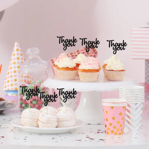 Vista 7 de Gyufise Paquete de 36 adornos para cupcakes con purpurina negra para Acción de Gracias, decoraciones para baby shower, niños y niñas, suministros