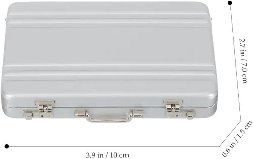 Vista 4 de Garneck Estuche para tarjetas de visita: mini maletín portátil de aluminio para tarjetas de crédito, caja de almacenamiento para hombres y mujeres