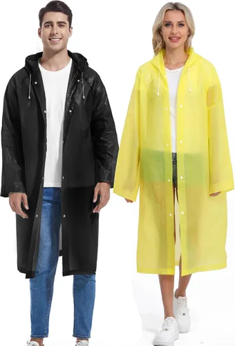 Vista 133 de 2 abrigos de lluvia de Borogo para adultos, chaquetas de lluvia reutilizables para hombres y mujeres