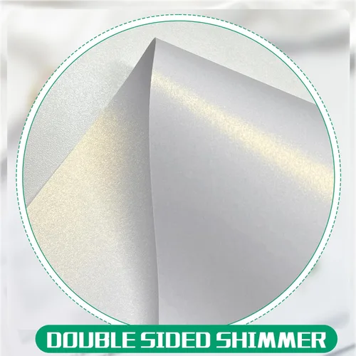 Vista 4 de Paquete de 120 cartulina blanca brillante dorada metálica de doble cara, 8.5 x 11 pulgadas, 244 GSM, apta para impresoras láser para bodas