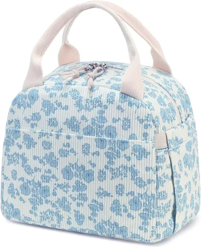 Vista 59 de Bluboon Bolsa de almuerzo para mujer, bonita bolsa de almuerzo de pana con correa para el hombro, reutilizable, aislada, gran capacidad