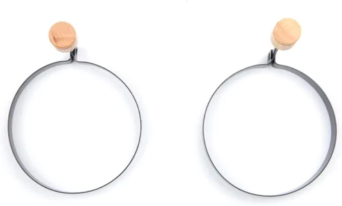 Vista 3 de Fox Run Anillo de huevo antiadherente con mango plegable, juego de 2