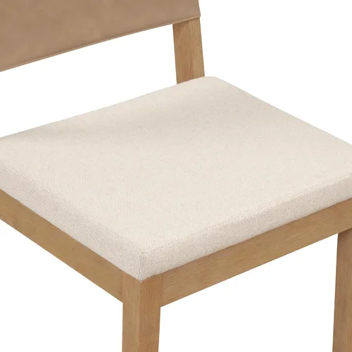 Vista 6 de Nathan James Linus - Silla de comedor tapizada moderna con patas de goma maciza en un acabado marrón cepillado con alambre, marrón claro Marrón