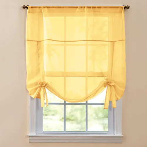 Vista 12 de BrylaneHome BH Studio - Persiana de gasa transparente con amarre, 32 pulgadas de ancho y 44 pulgadas de largo, hojas de otoño