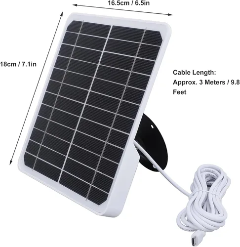 Vista 2 de AUNMAS Panel solar monocristalino de 20 W para cámara de seguridad al aire libre, 5 V, impermeable, ajustable, montaje en pared con cable de 9.8 pies