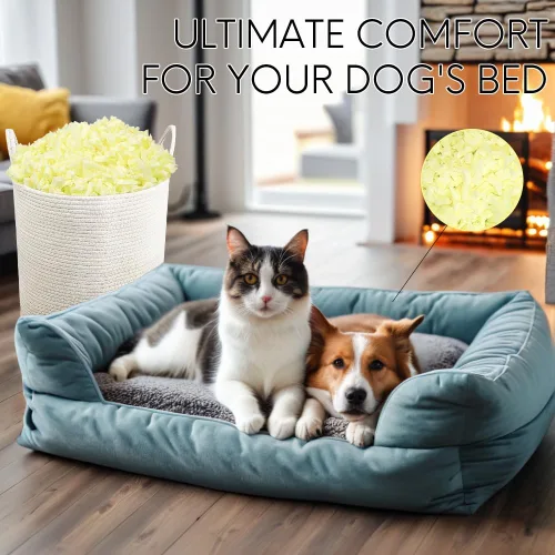 Vista 7 de Relleno de puf de 5 libras, relleno de espuma viscoelástica triturada, relleno de puf, relleno de puf para sofá, animales de peluche, cama de perro