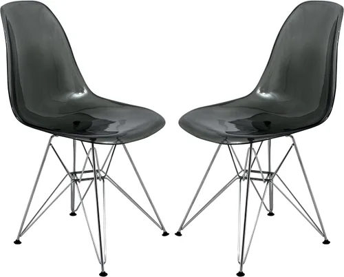 Vista 6 de LeisureMod Cresco - Comedor acrílico, base Eiffel cromada moderna y diseño de respaldo curvo, silla auxiliar ergonómica y ligera para el hogar