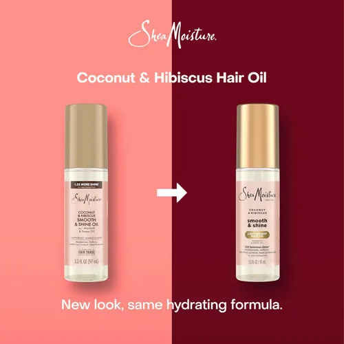 Vista 3 de Shea Moisture Aceite de coco e hibisco suave y brillante, coco e hibisco suaviza e hidrata el cabello con Manketti y aceite de coco para una textura