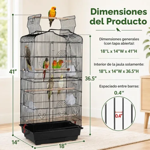 Vista 3 de Yaheetech Jaulas medianas para pájaros de 41 pulgadas con parte superior abierta para periquitos, pinzones, canarios, tortolitos, loros cuáqueros