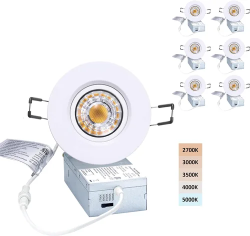 Vista 14 de POPANU Foco giratorio de cardán empotrado sin canless de 5 CCT de 3 pulgadas, lámpara de techo de globo ocular de 3 pulgadas, luces empotrables Negro