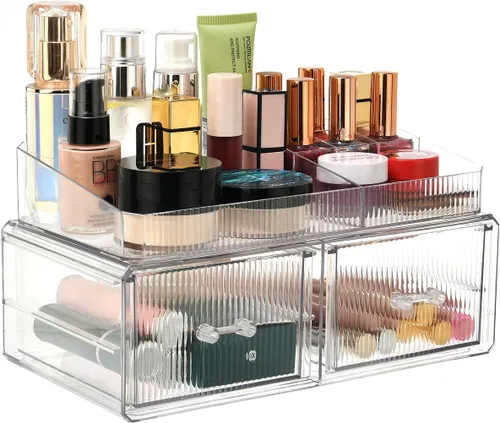 Vista 14 de ZHIAI Organizador Cosmético Apilable, Organizador Cosmético de Acrílico para Cómoda, Tocador, Gabinete de Cocina, Baño, Debajo del Fregadero