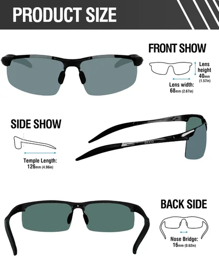 Vista 43 de Duco - Gafas de sol deportivas polarizadas para hombre con protección UV 8177s