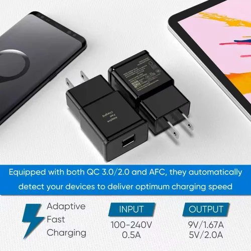 Vista 3 de Adaptive Fast Charging Block USB Wall Charger Adapter Compatible with Samsung Galaxy S25/S24/S23/S22/S22 Ultra/S21/S20/S10/S9/S8/S7/Edge/Note 10