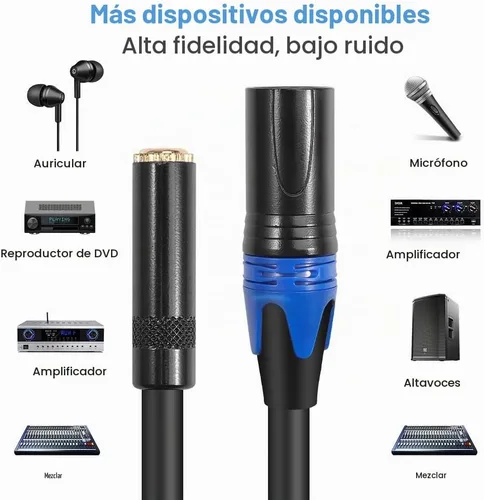 Vista 3 de Cable macho de 1/8 a XLR, cable adaptador de convertidor de audio macho TRS estéreo hembra de 0.138 in (1/8 pulgadas) - 1 pie/11.8 in