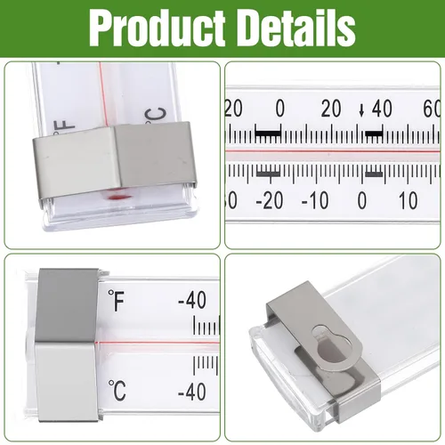 Vista 3 de Paquete de 9 termómetros para refrigerador, congelador, impermeable, analógico, esfera grande, preciso, fácil de leer, amplio rango de -40°F a 80°F