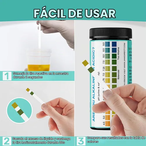 Vista 4 de Tiras de prueba de pH para orina y saliva, 150 tiras de prueba de pH de papel tornasol con libro electrónico, prueba rápida y fácil de nivel de pH