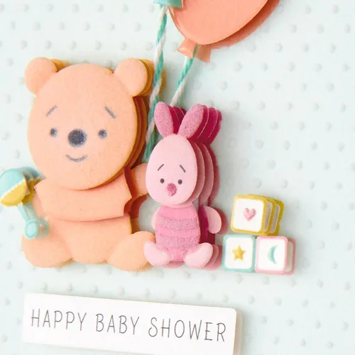 Vista 4 de Tarjeta de baby shower de Hallmark Signature Disney para nuevos padres (Winnie the Pooh y Piglet) Bienvenida al nuevo bebé, Felicidades