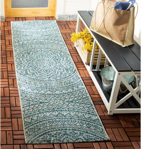 Vista 43 de SAFAVIEH Alfombra lavable al aire libre Courtyard Collection - 2'3" x 5', marfil y verde, no desprende pelusa y fácil limpieza, ideal para patio