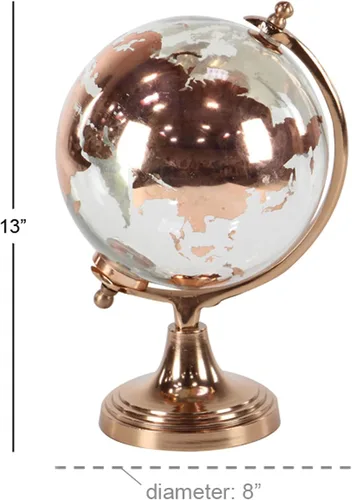 Vista 6 de Deco 79 Globo de aluminio con base escalonada, 9 "x 8" x 13 ", cobre