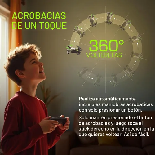 Vista 5 de Sky Viper Dash Nano Performance RC Drone, vuelo rápido y seguro en interiores, batería recargable