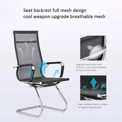 Vista 2 de Silla simple para conferencias, silla de oficina, silla de entrenamiento para sala de estar, silla de personal arqueada, silla de malla