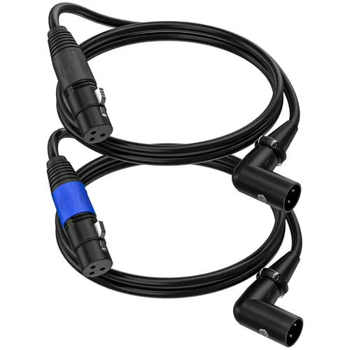 Vista 11 de LanSenSu Cable de enchufe XLR en ángulo recto XLR a recto, cable equilibrado de 90 grados hembra a macho recto de 3 pines a 3 pines