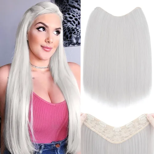 Vista 28 de S-noilite Extensiones de cabello de una pieza con clip, color rubio balayage de 18 pulgadas, en forma de U, extensiones de cabello de trama de una