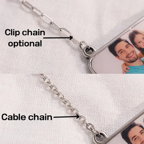 Vista 2 de Petite Boutique Personalized Photo Gift 4k Clear picture quality Print, Customizable Bar Necklace for Cherished Memories Team Photo (Family Photo)