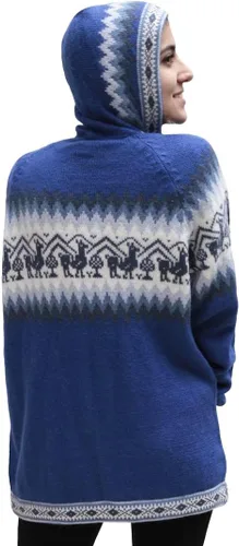Vista 23 de Little Llamas Chaqueta Sudadera con Capucha de Lana de Alpaca Tejida Negro