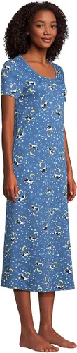 Vista 4 de Lands' End Camisón alto de algodón de manga corta para mujer