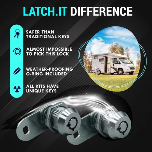 Vista 5 de LATCH.IT - Cerraduras para almacenamiento de RV (vehículos recreativos) de 1-1/8 pulgadas; paquete de 10 cerraduras para compartimentos