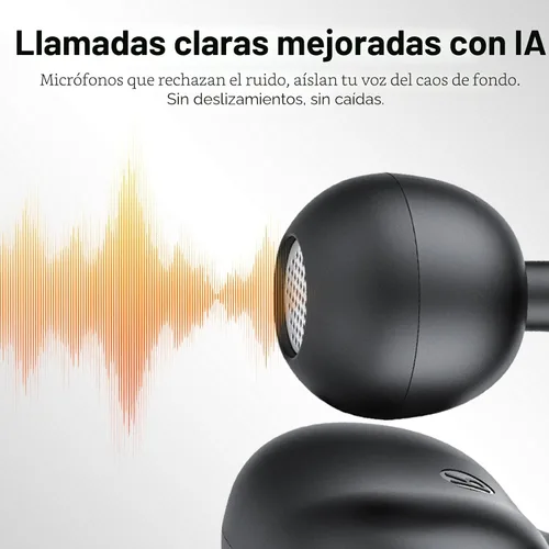 Vista 5 de Auriculares de clip con auriculares abiertos inalámbricos Bluetooth 5.4 con micrófono con cancelación de ruido, auriculares con tiempo