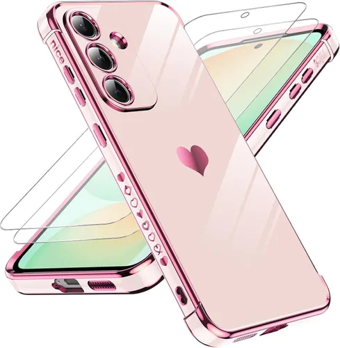 Vista 154 de LeYi Funda para Motorola-G 2025: Love Heart Plating Luxury, Negro