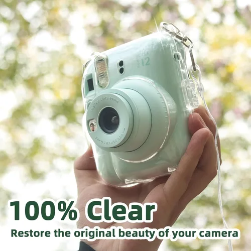 Vista 7 de Caiyoule Funda transparente Mini 12 - Funda protectora para cámara compatible con Fujifilm Instax Mini 12, funda rígida de PC para cámara