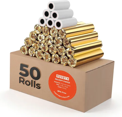 Vista 18 de MUNBYN 2 1/4" x 50' Papel Térmico para Recibos (5 Rollos), Papel de Recibo de 58mm Libre de BPA Se Adapta a Todas las Mini Impresoras Térmicas POS