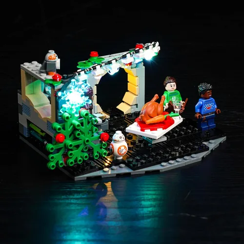 Vista 5 de BrickBling Kit de iluminación LED compatible con Lego Millennium Falcon Holiday Diorama, luces creativas compatibles con Lego 40658, solo luces, sin